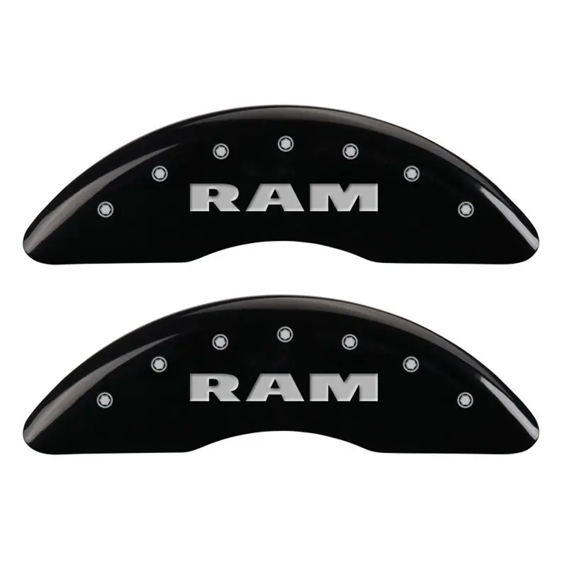 Mgp 4 Caliper Covers Engraved Front & Rear Ram Black Finish Silver Ch 1