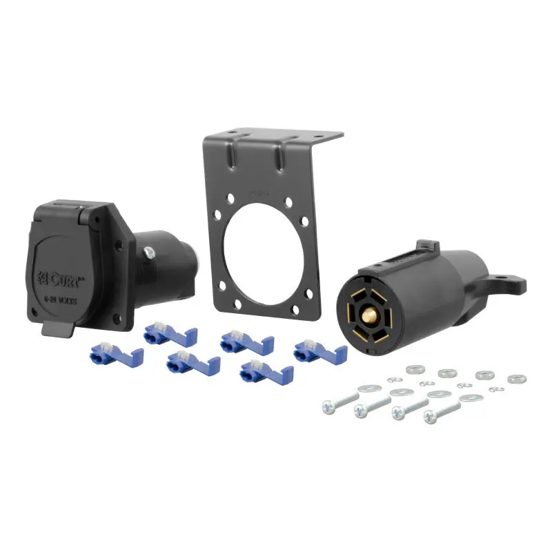 Curt 7-Way Rv Blade Connector Kit — Plug & Socket With Mounting Hardware 1