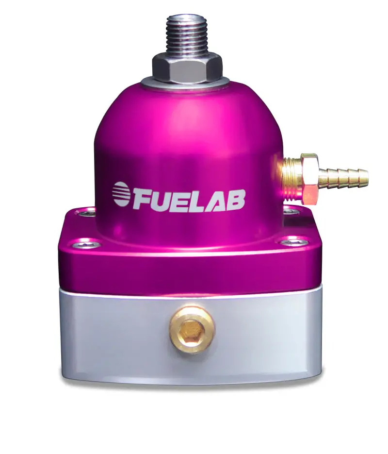 Fuelab Mini Adjustable Fuel Pressure Regulator – Efi-Compatible, 90–125 Psi, -6An Inlet & Return, Purple Housing 1