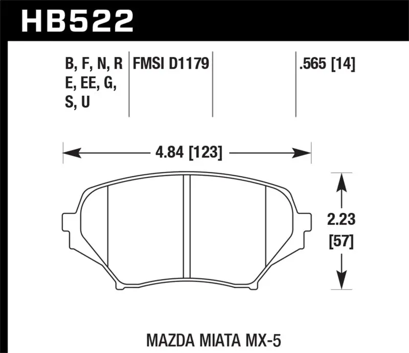 Hawk 06-11 Mazda Miata Mx-5 Front Dtc-60 Race Brake Pads 1