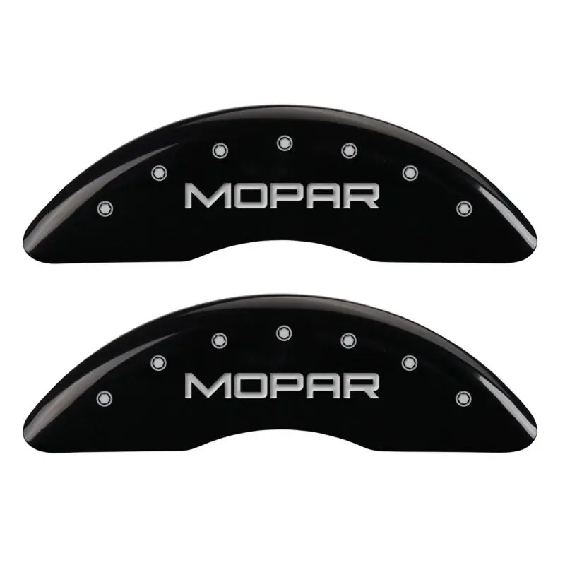 Mgp Engraved 4-Piece Caliper Cover Set — Front & Rear, Mopar-Specific, Black Finish With Silver Lettering 1