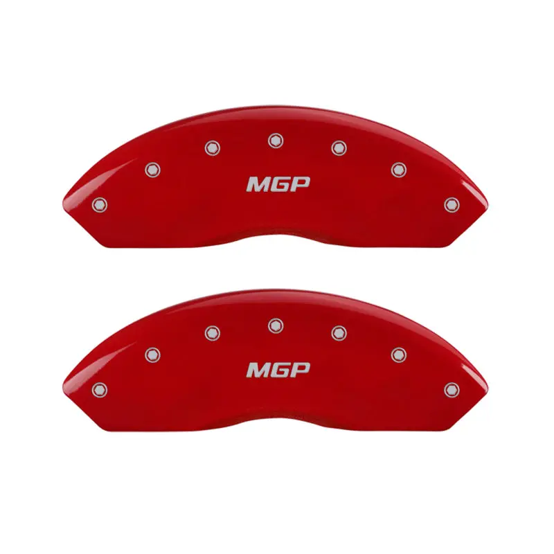 Mgp Engraved Caliper Covers – Front & Rear, Red Finish With Silver Trim 1