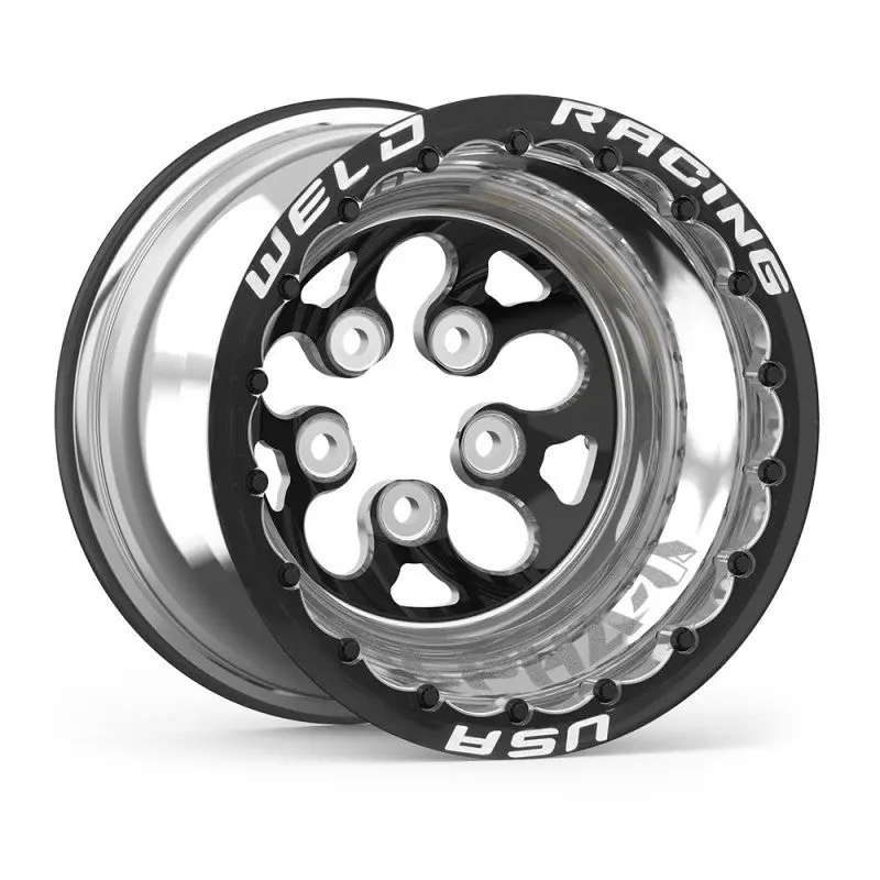 Weld Alpha-1 Black Double Beadlock Wheel — 15X16", 5X4.5" Bolt Pattern, 5" Backspace 1