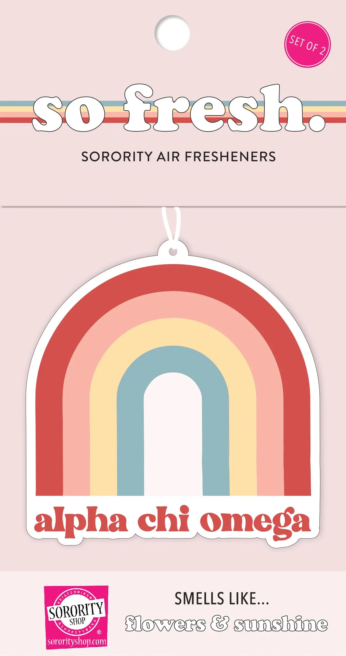 Alpha Chi Omega Rainbow Retro Air Freshener - Flowers & Sunshine Scent 1