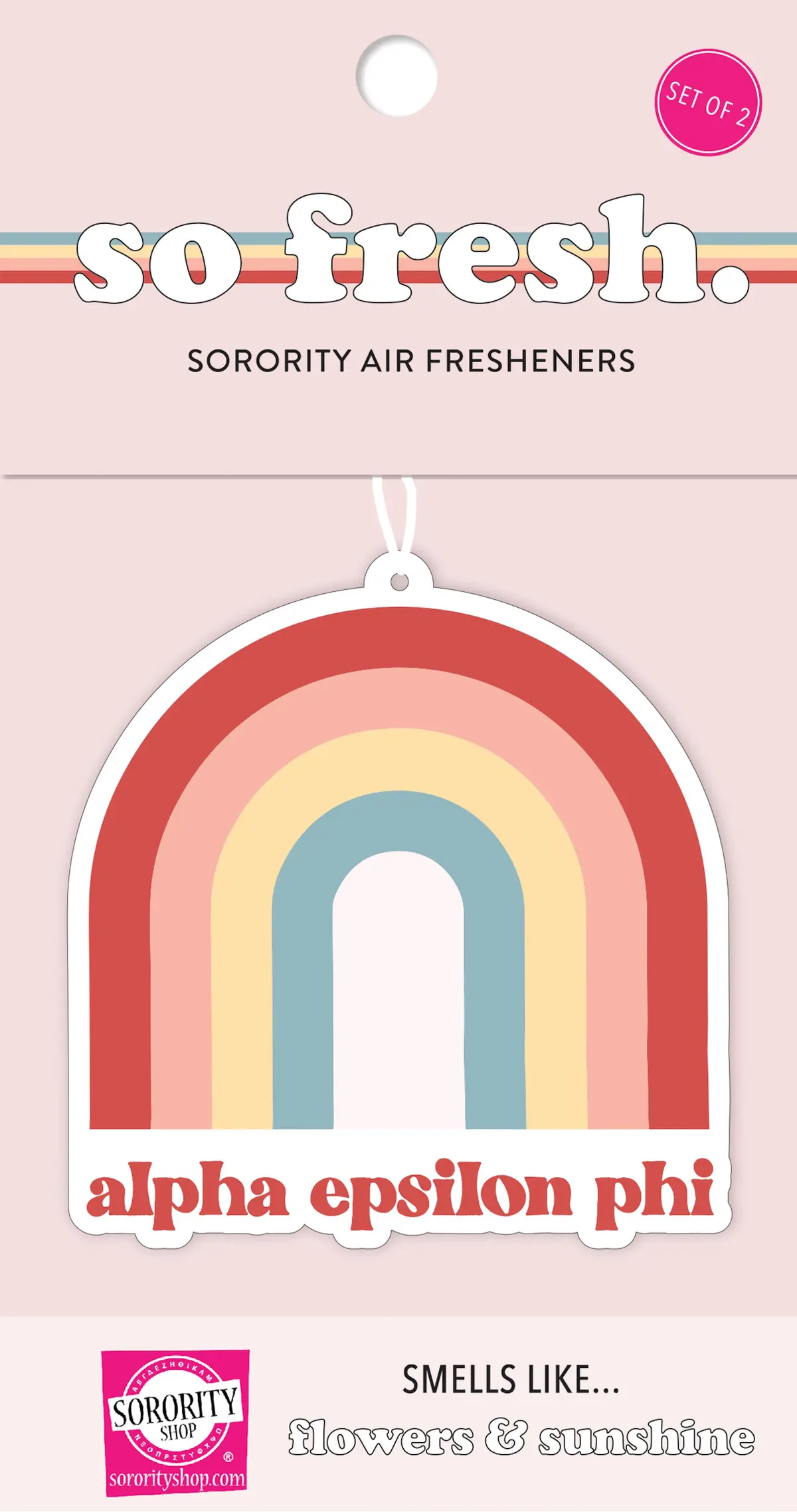 Alpha Epsilon Phi Rainbow Retro Air Freshener - Flowers & Sunshine Scent 1