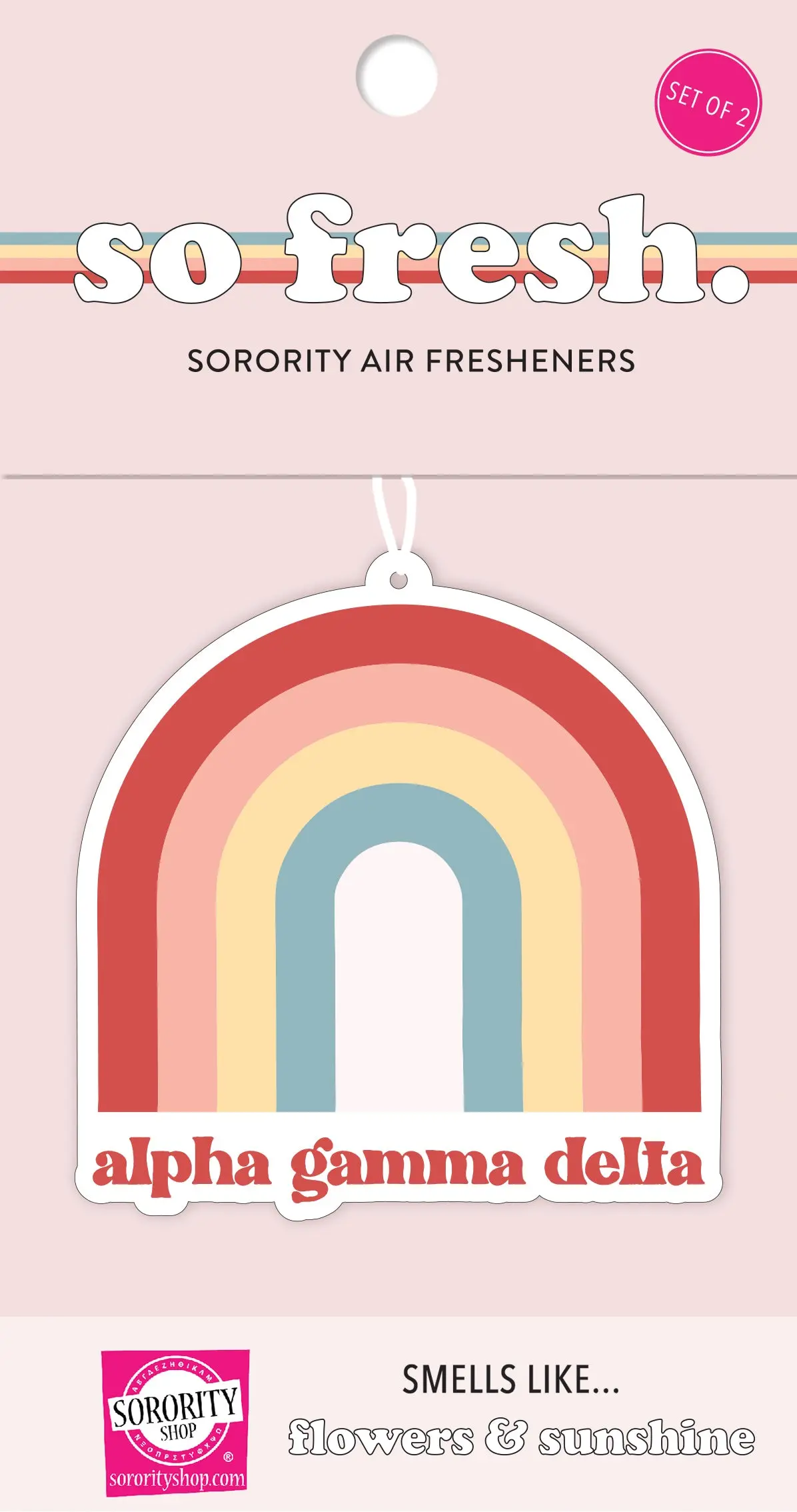 Alpha Gamma Delta Rainbow Retro Air Freshener - Flowers & Sunshine Scent 1