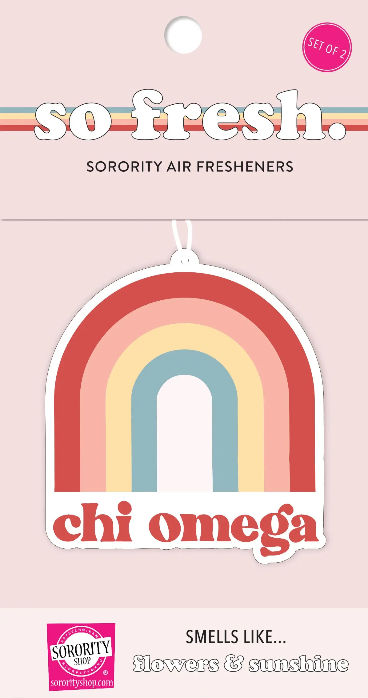 Chi Omega Rainbow Retro Air Freshener - Flowers & Sunshine Scent 1