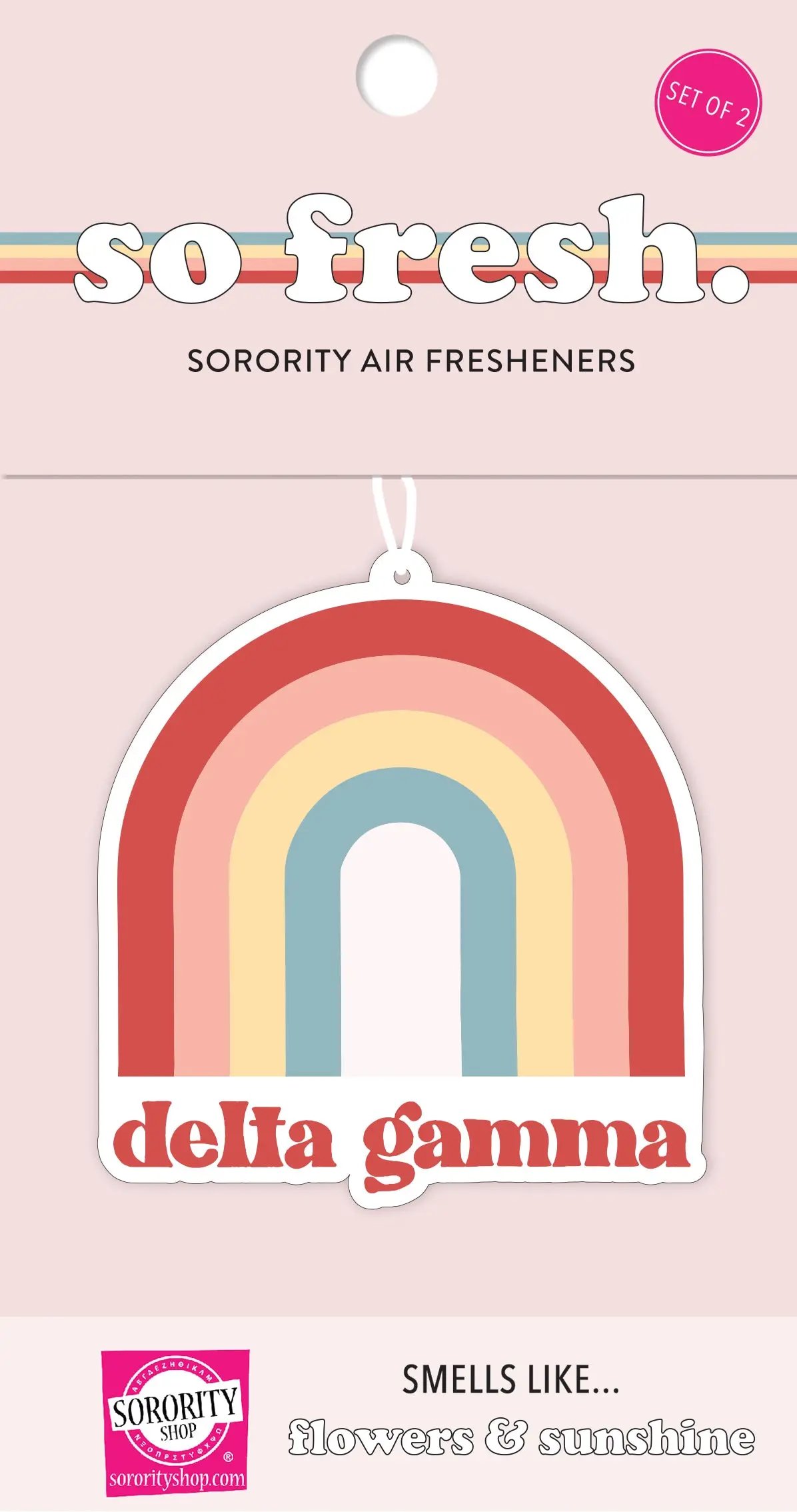 Delta Gamma Rainbow Retro Air Freshener - Flowers & Sunshine Scent 1