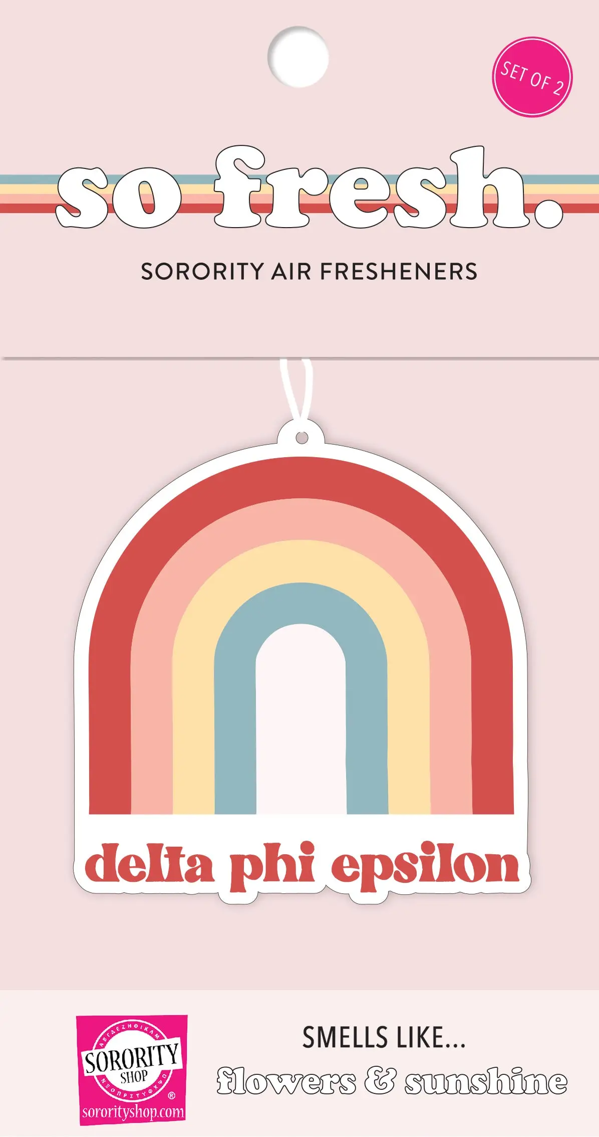Delta Phi Epsilon Rainbow Retro Air Freshener - Flowers & Sunshine Scent 1