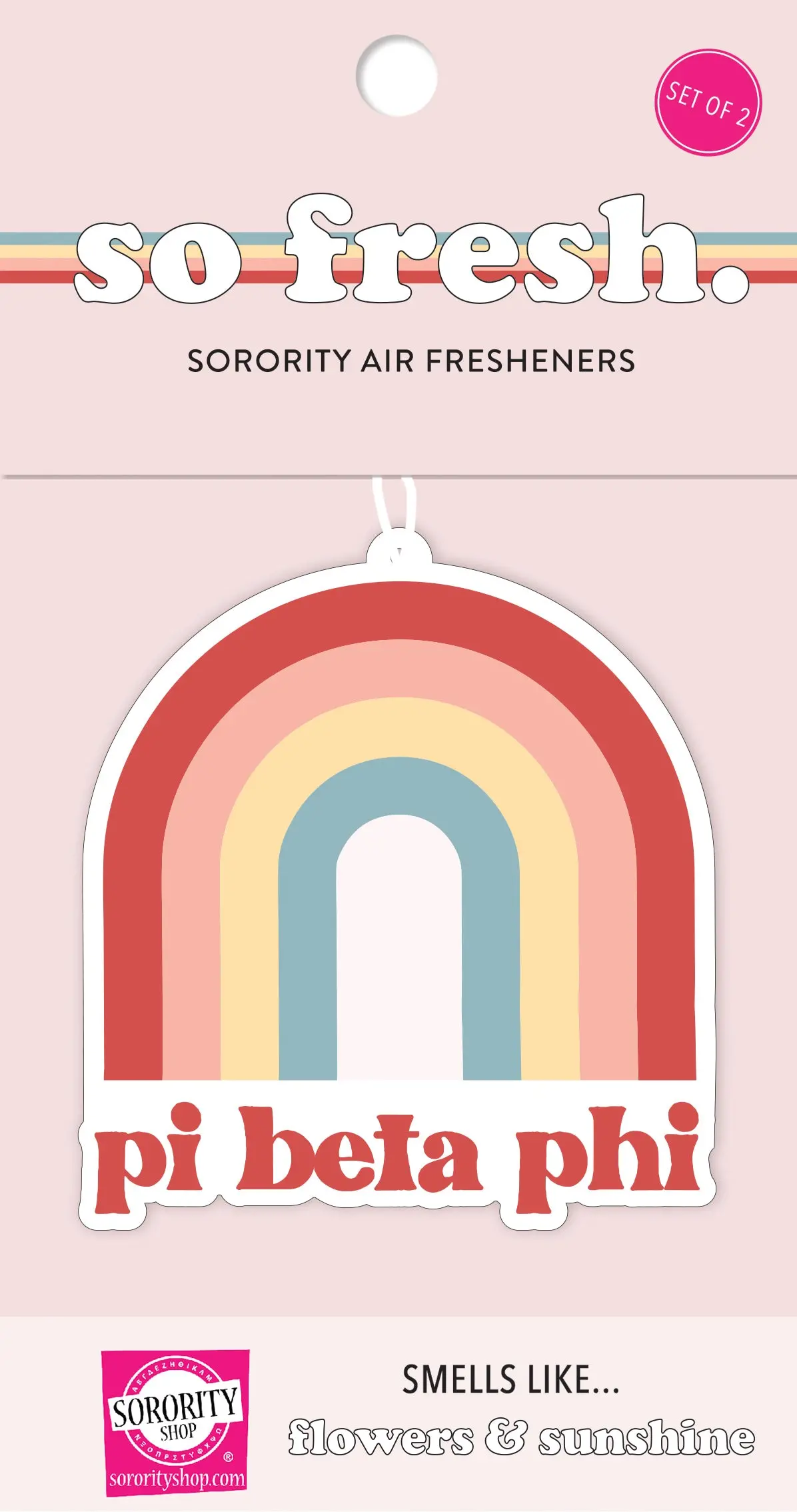 Pi Beta Phi Rainbow Retro Air Freshener - Flowers & Sunshine Scent 1