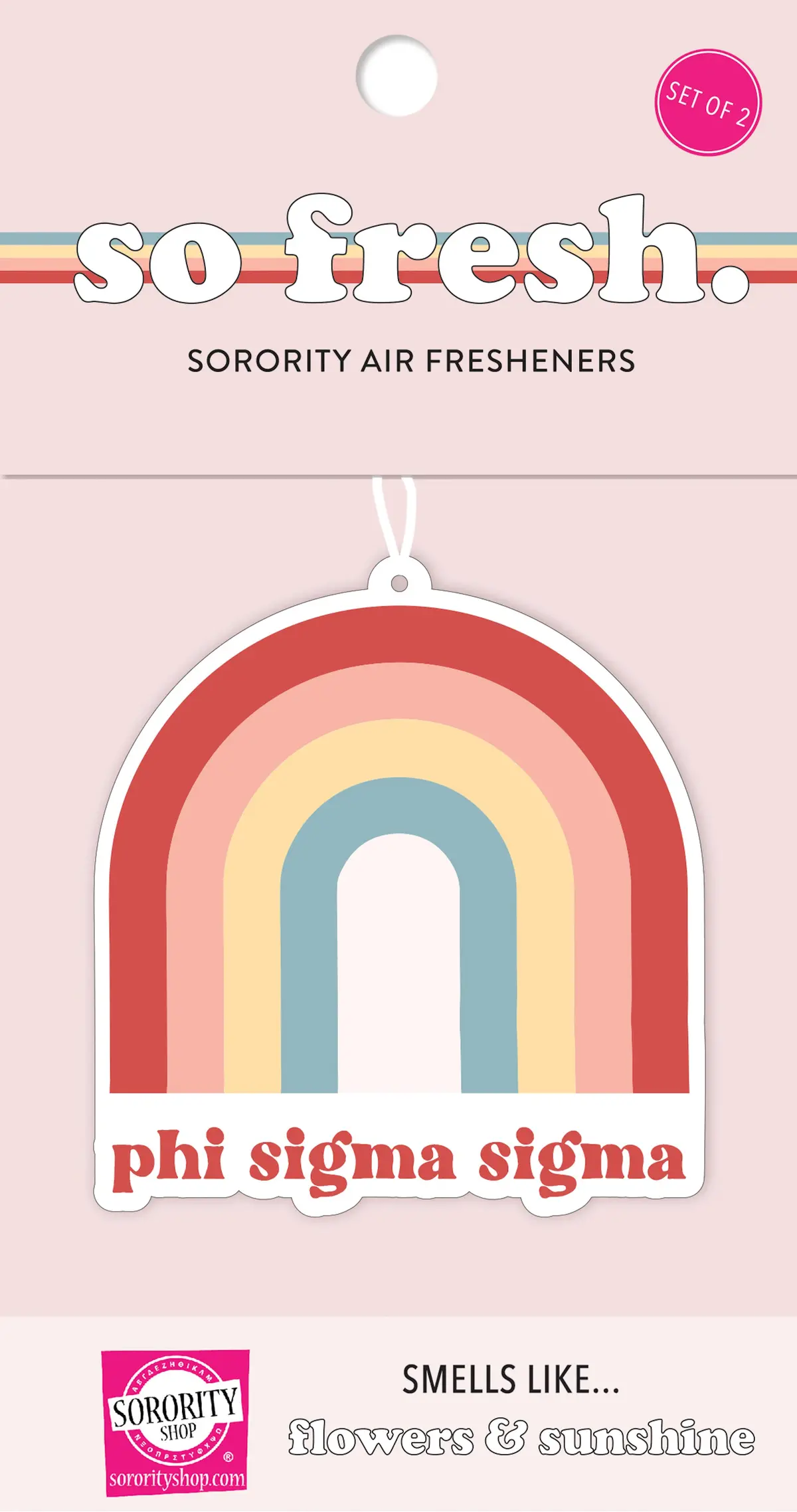 Phi Sigma Sigma Rainbow Retro Air Freshener - Flowers & Sunshine Scent 1