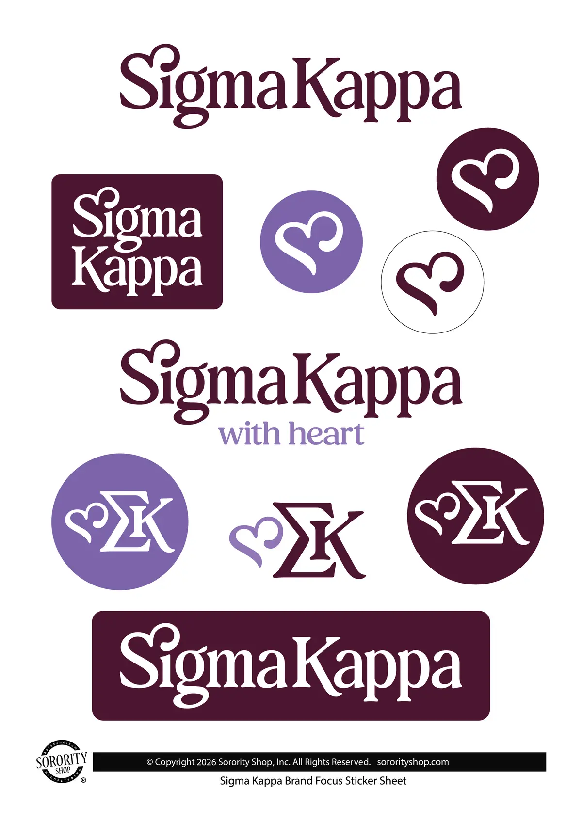 Sigma Kappa Sorority Sticker Sheet- Brand Focus (New 2026 Version) 1