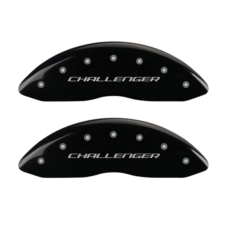 Mgp Engraved 4-Piston Caliper Covers – Front & Rear, Black-And-Silver Block/Challenger Design 1