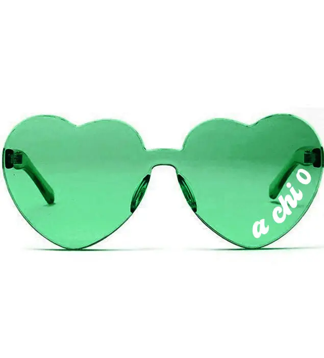 Alpha Chi Omega Sunglasses — Heart Shaped Sunglasses Printed With Aco Logo 1