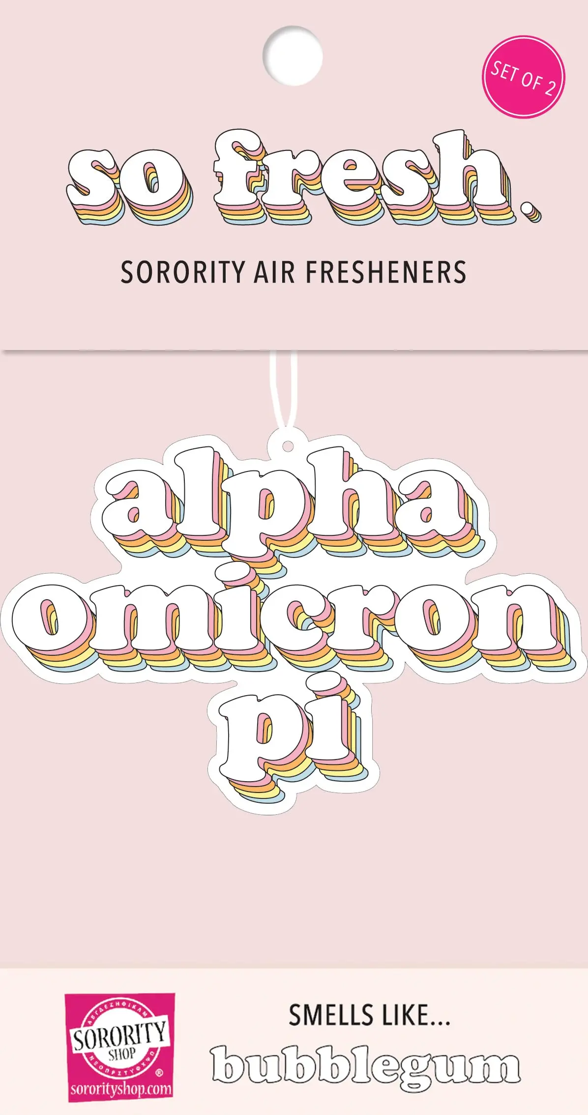 Alpha Omicron Pi - Retro Air Freshener - Bubblegum Scented 1