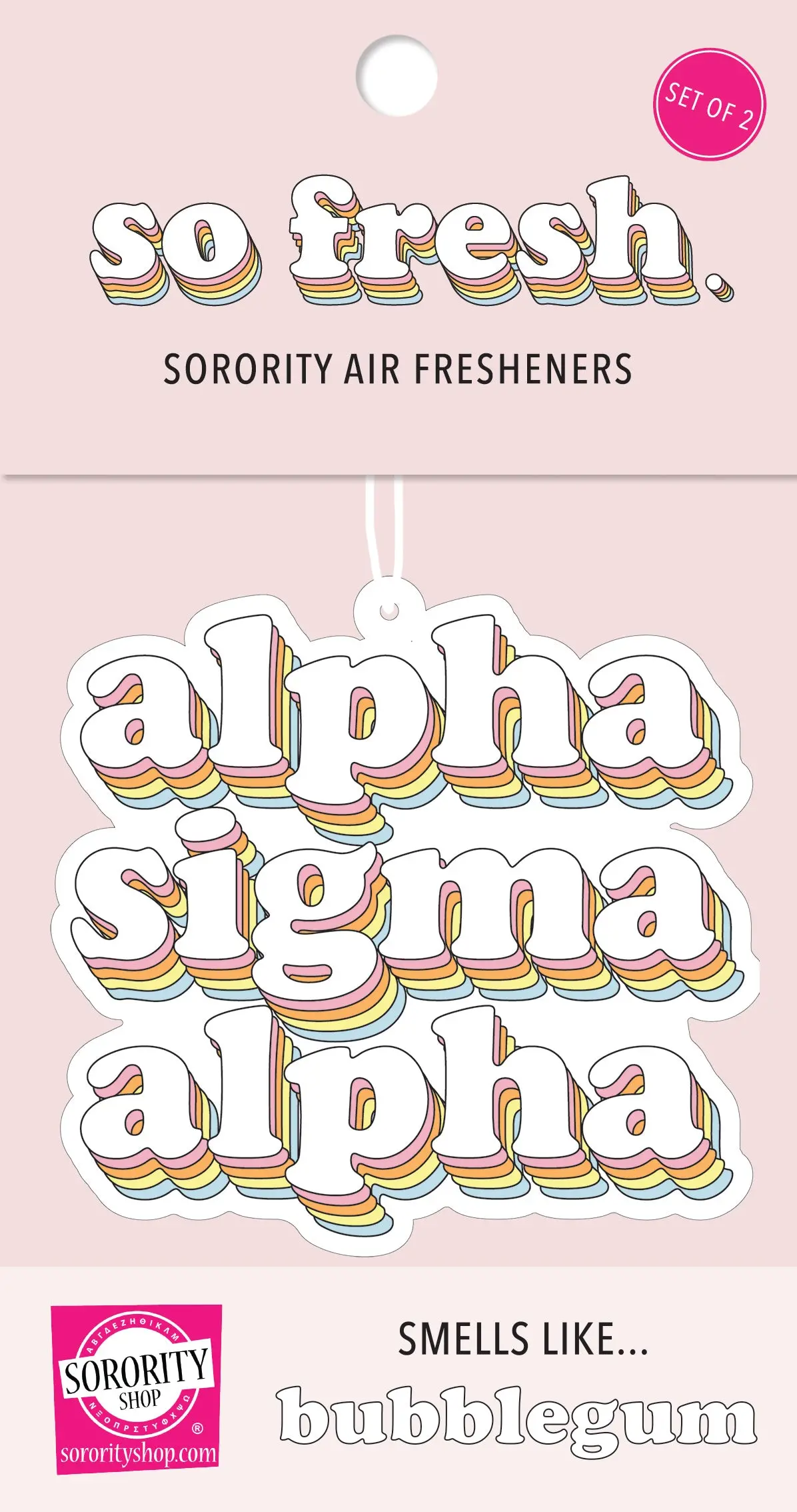 Alpha Sigma Alpha - Retro Air Freshener - Bubblegum Scented 1