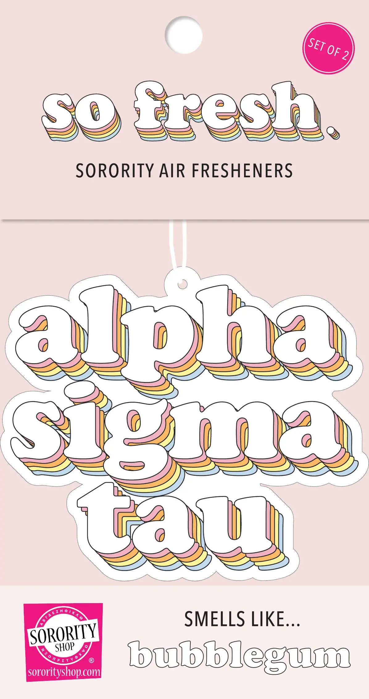 Alpha Sigma Tau - Retro Air Freshener - Bubblegum Scented 1