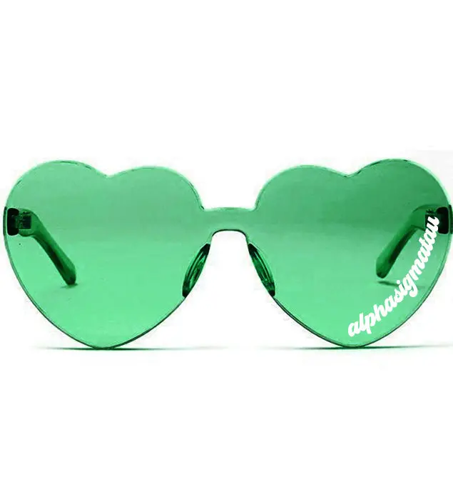 Alpha Sigma Tau Sunglasses — Heart Shaped Sunglasses Printed With Ast Logo 1