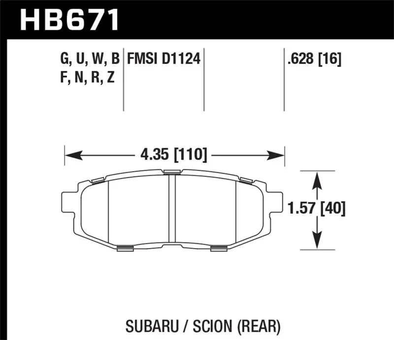 Hawk Hp Plus Street Brake Pads – Rear, Compatible With Scion Fr-S, Subaru Brz, Legacy 2.5 Gt & 3.6R (2010–2013) 1