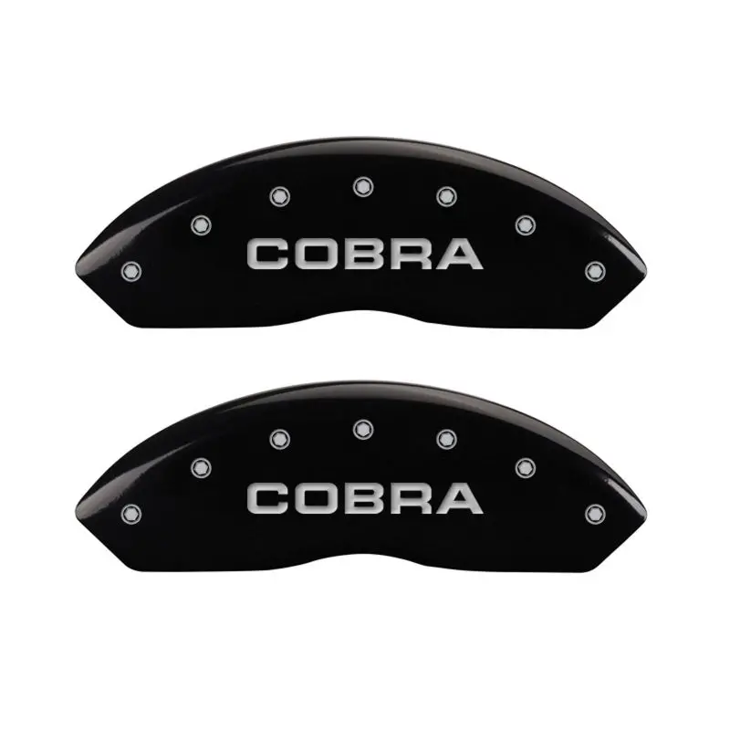Mgp Engraved 4-Piece Caliper Cover Set — Cobra-Front & Snake-Rear Design, Black Finish With Silver Accents 1