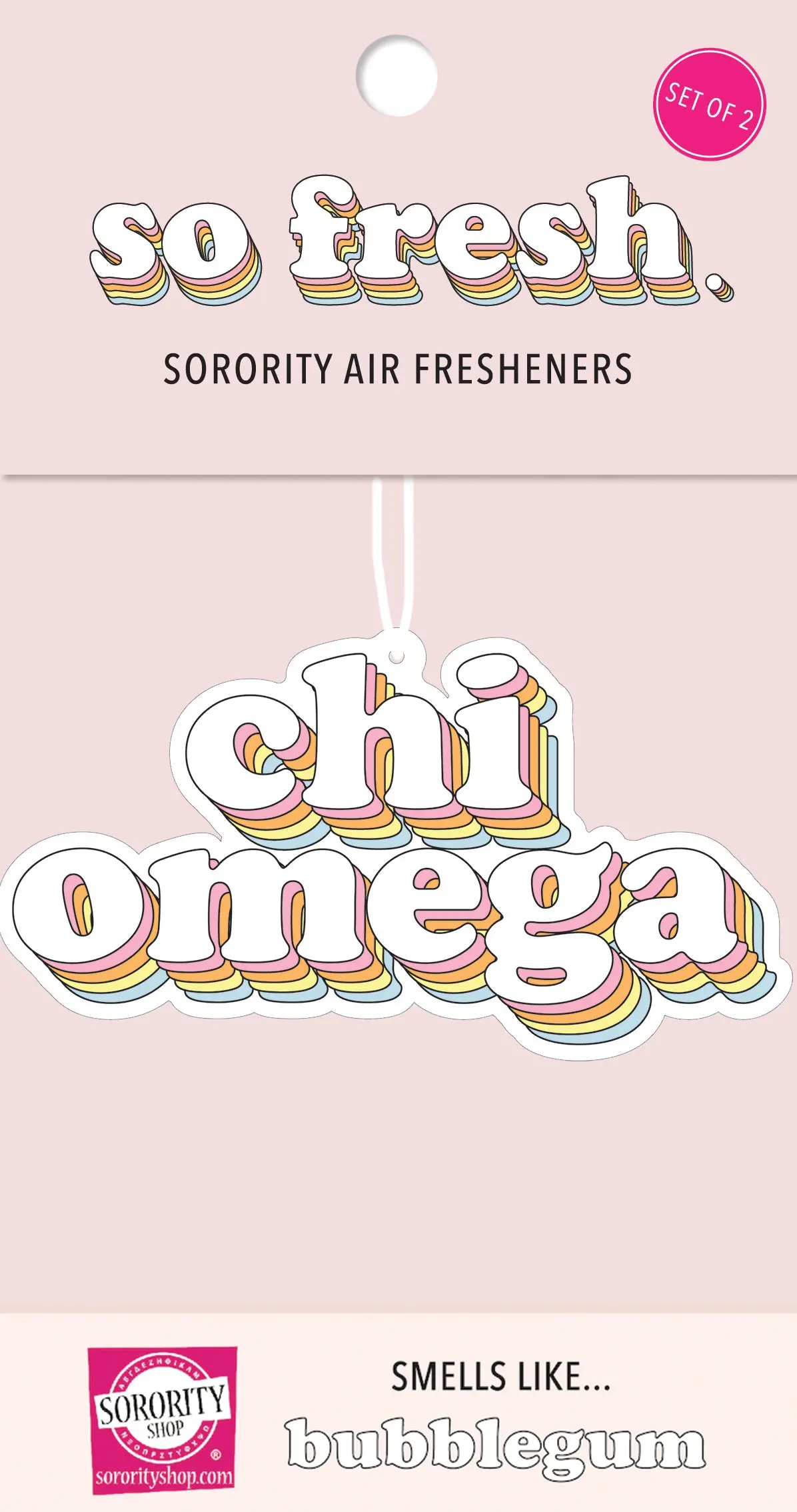 Chi Omega - Retro Air Freshener - Bubblegum Scented 1