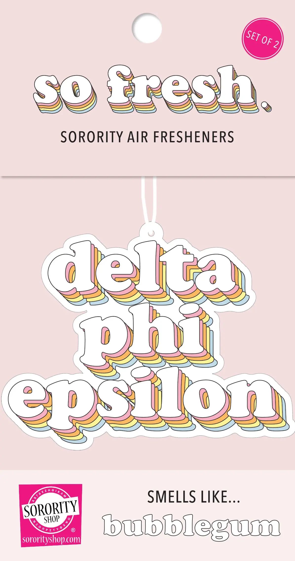 Delta Phi Epsilon - Retro Air Freshener - Bubblegum Scented 1
