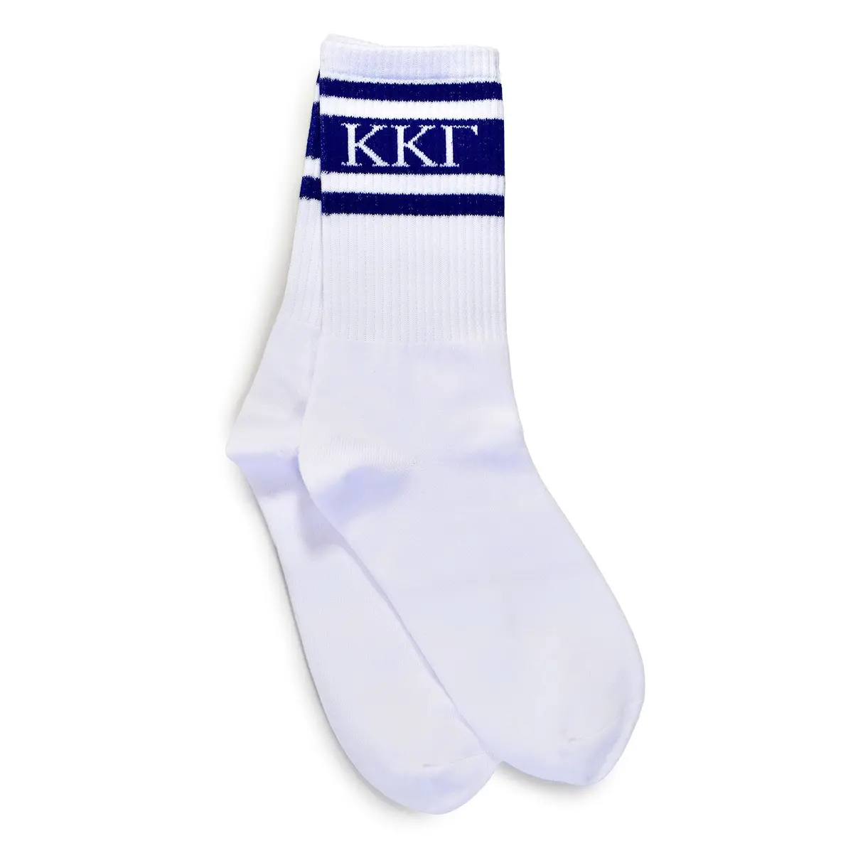 Kappa Kappa Gamma Socks- Striped Varsity Crew Socks With Greek Letters 1
