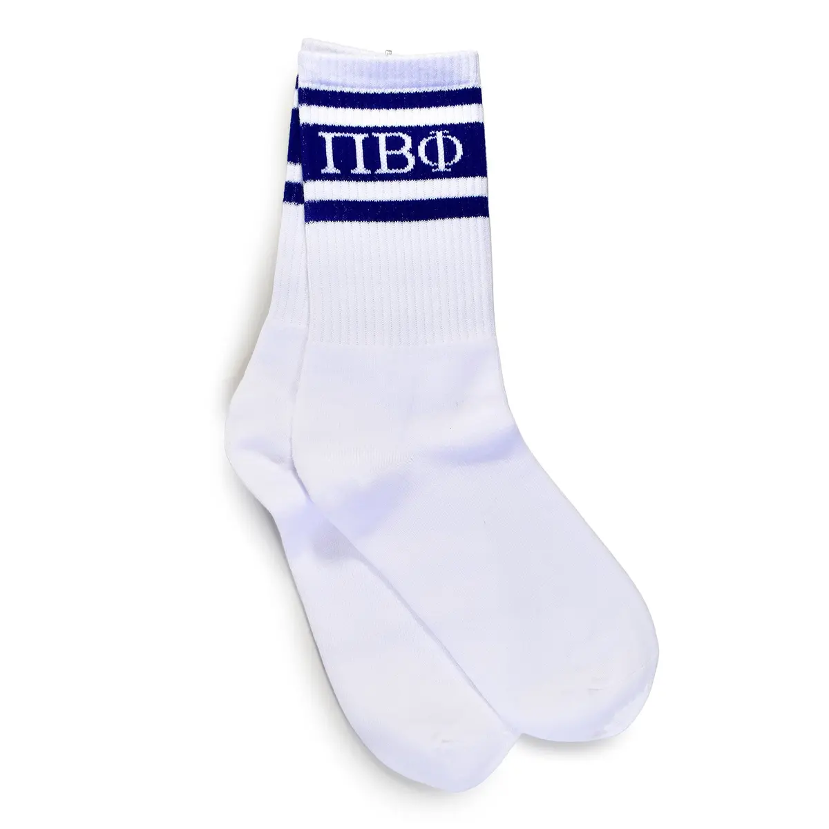 Pi Beta Phi Socks- Striped Varsity Crew Socks With Greek Letters 1