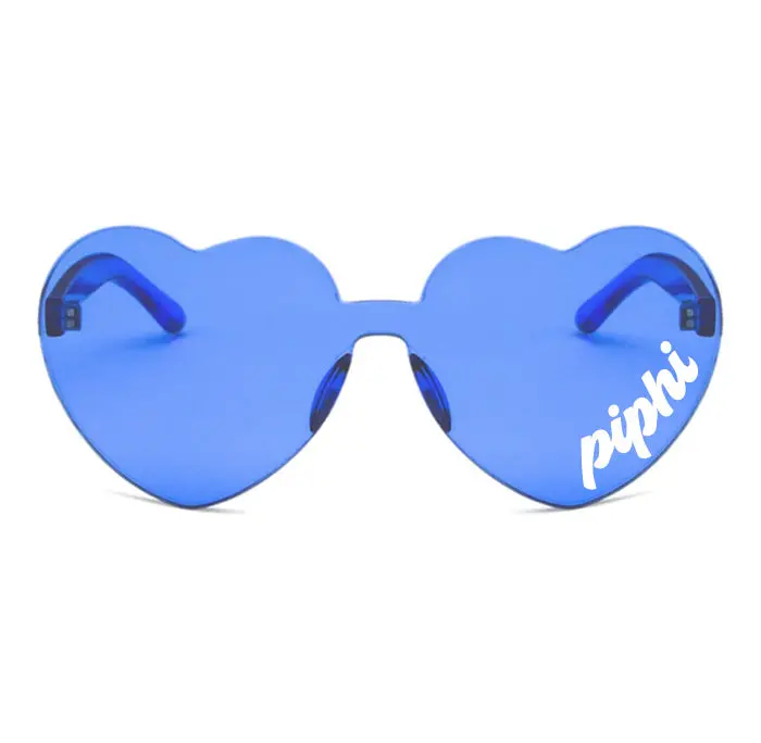 Pi Beta Phi Sunglasses — Heart Shaped Sunglasses Printed With Pbp Logo 1