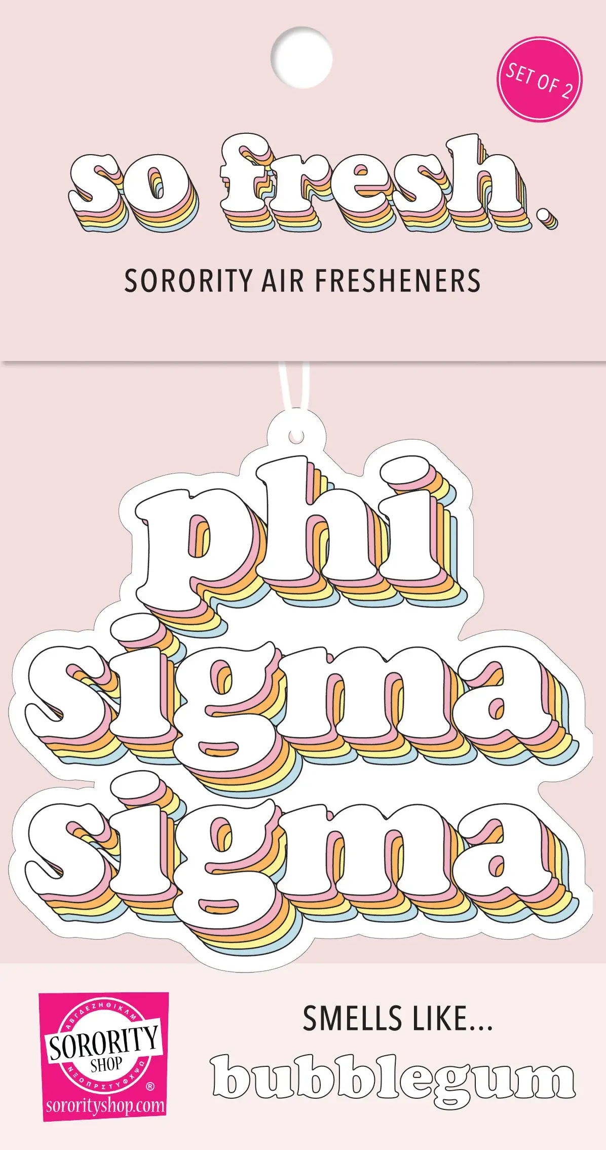Phi Sigma Sigma - Retro Air Freshener - Bubblegum Scent 1