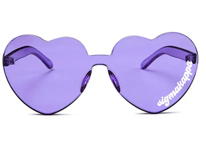 Sigma Kappa Sunglasses — Heart Shaped Sunglasses Printed With Sk Logo 1