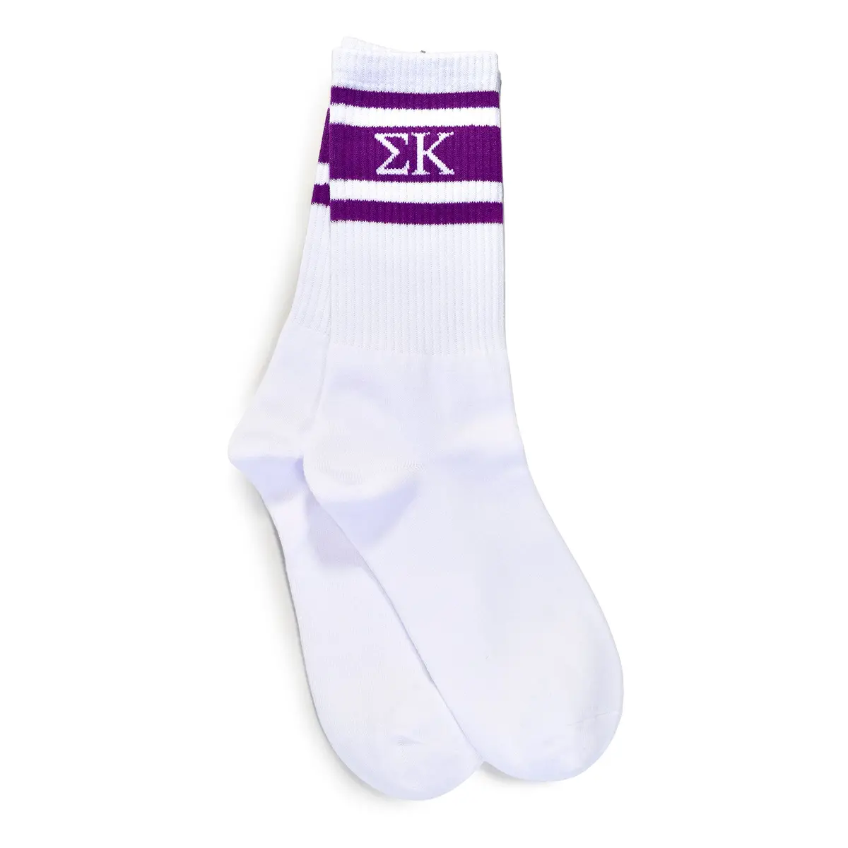 Sigma Kappa Socks- Striped Varsity Crew Socks With Greek Letters 1