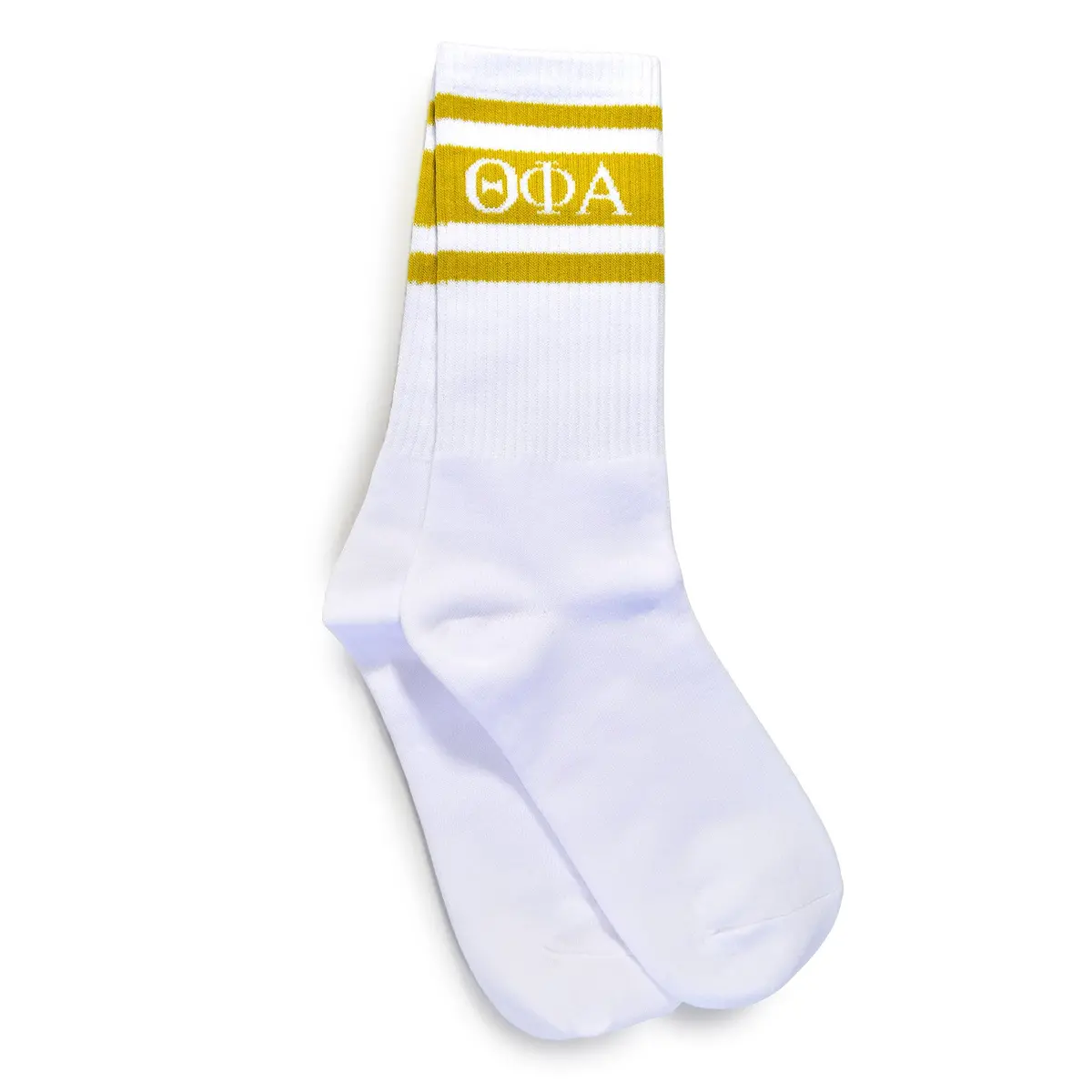 Theta Phi Alpha Socks- Striped Varsity Crew Socks With Greek Letters 1