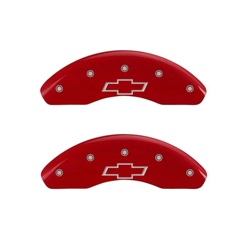 Mgp Engraved Front Caliper Covers With Bowtie Design – Red Finish And Silver Characters 1