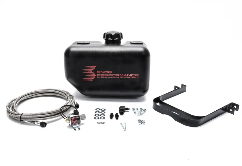 Snow Performance Water-Methanol Tank Upgrade Kit – 2.5-Gallon Capacity With Braided Stainless Lines, Mounting Bracket, Solenoid, Hose, And Fittings 1