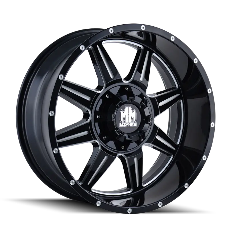 Mayhem Monstir Forged Wheel – 20X9", 8X165.1Mm Bolt Pattern, 0Mm Offset, 130.8Mm Hub Bore, Black W/ Milled Spokes 1