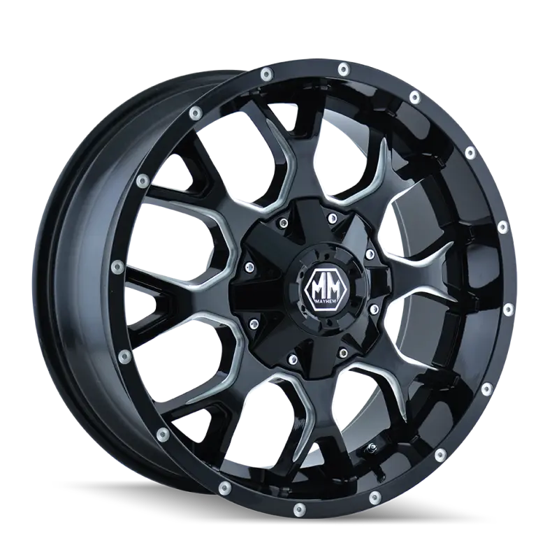 Mayhem 8015 Warrior 17X7.5 / 5X110 Bp / 40Mm Offset / 72.62Mm Hub Black W/ Milled Spokes Wheel 1