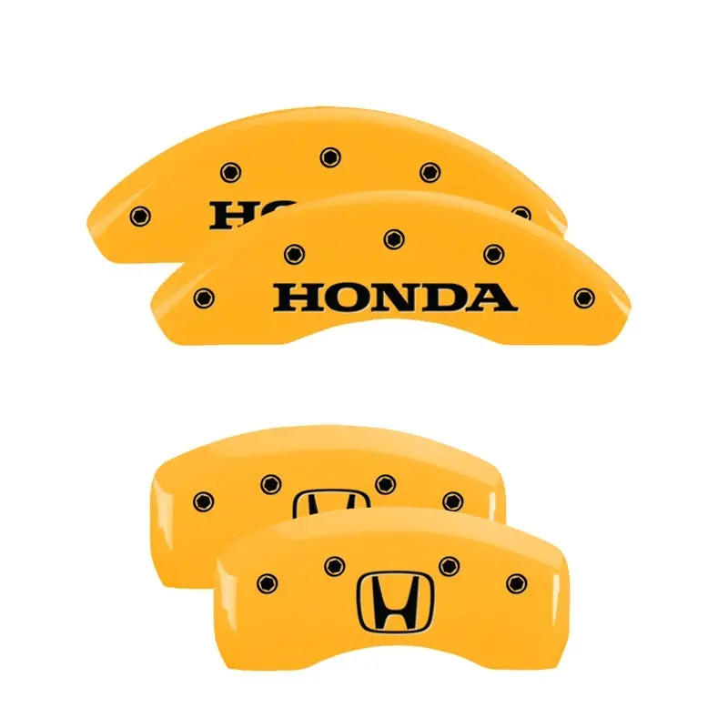 Mgp Engraved Caliper Covers For 2004 Honda Cr-V – Front & Rear, Yellow Finish With Black H-Logo 1