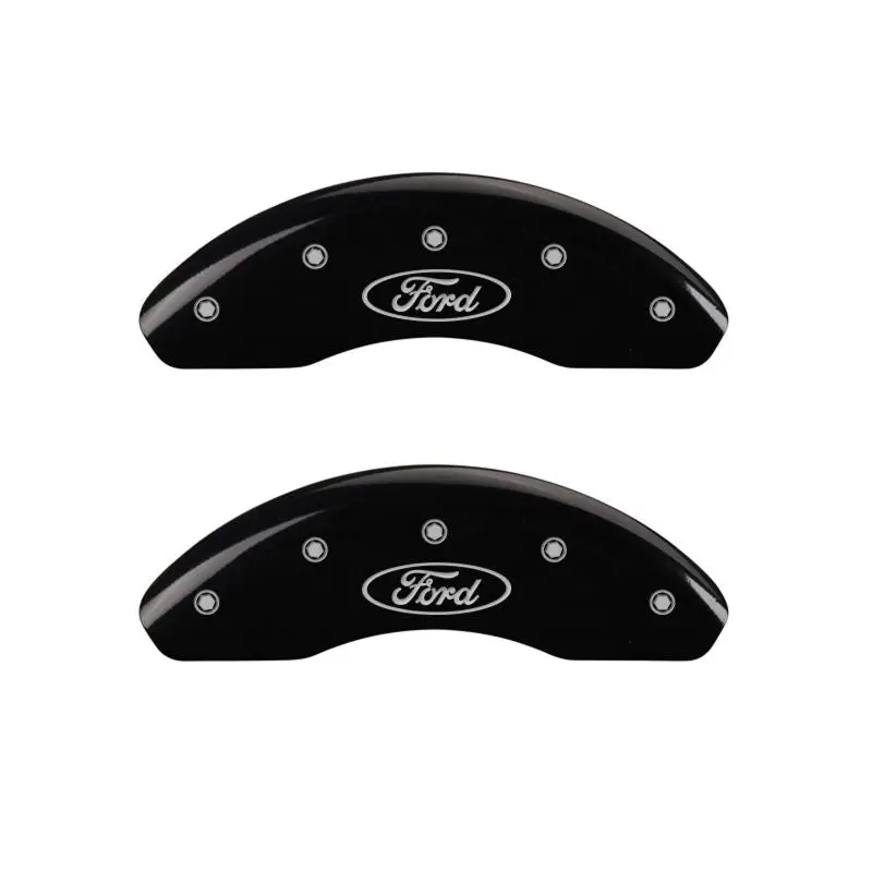 Mgp Engraved 4-Piston Caliper Covers – Front & Rear, Oval Ford Logo, Black Base With Silver Accent 1