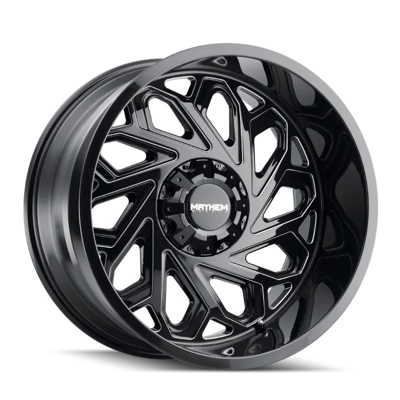 Mayhem 8112 Essex 20X12 / 8X165.1 Bp / -51Mm Offset / 125.2Mm Hub Black W/ Milled Spokes Wheel 1