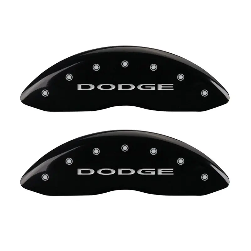 Mgp Engraved 4-Piston Caliper Covers – Front & Rear, Dodge Black/Silver Finish (No Stripes) 1