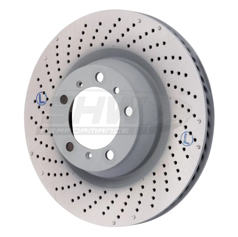 Shw Drilled & Dimpled Rear Brake Rotor For 2007–2013 Porsche 911 Turbo (3.8L, Non-Ceramic Brakes) 1
