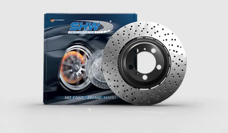 Shw 06-10 Bmw M5 5.0L Left Front Cross-Drilled Lightweight Brake Rotor 1