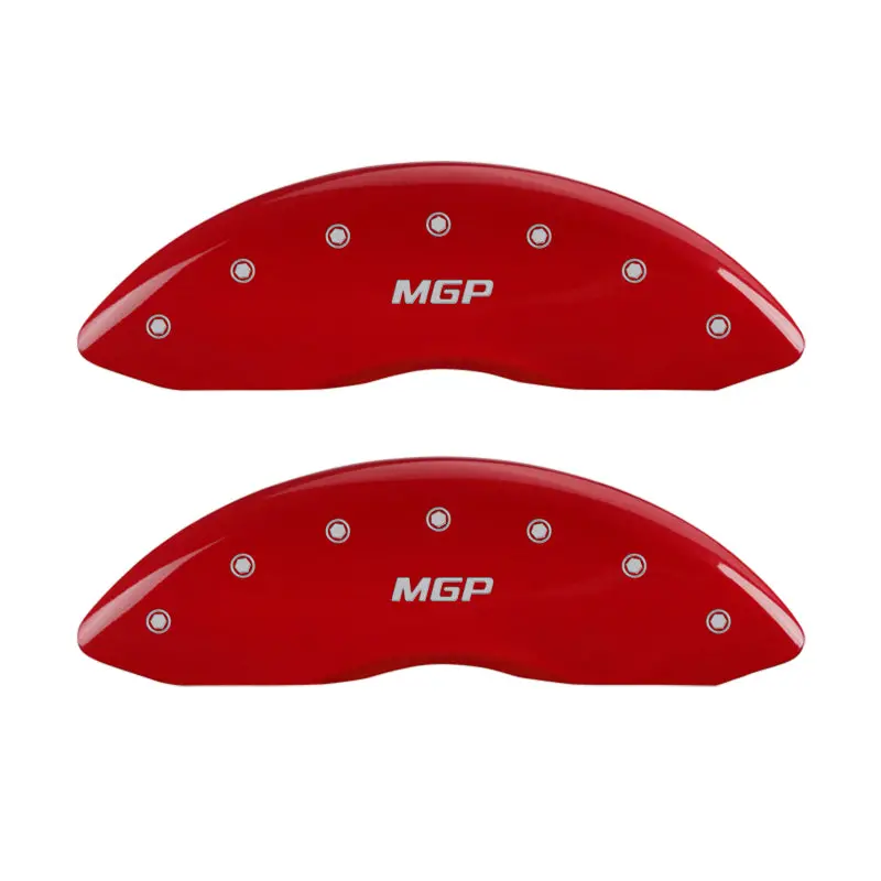 Mgp Engraved 4-Piston Caliper Covers – Front & Rear, Red Finish With Silver Character Detailing 1