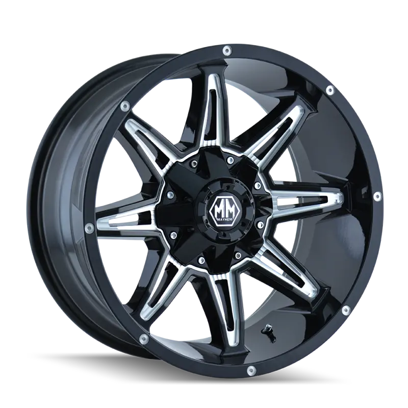 Mayhem 8090 Rampage Black Wheel – 17×9 Inches, 8×165.1 Bolt Pattern, +18Mm Offset, 130.8Mm Hub Bore, Milled Spokes 1