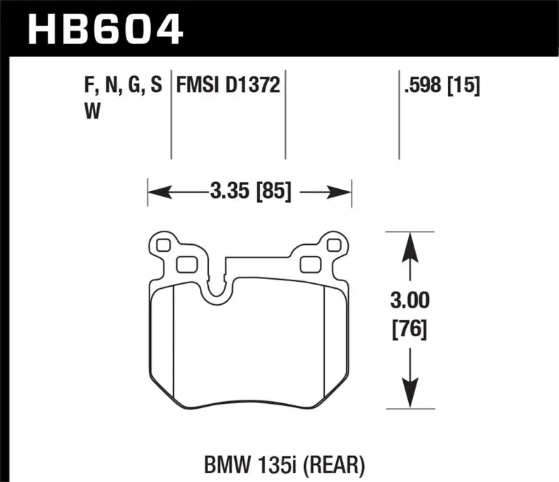 Hawk Hps 5.0 Rear Brake Pads For 2008–2013 Bmw 135I 1