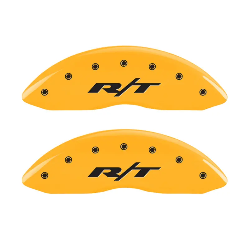 Mgp 4 Caliper Covers Engraved Front & Rear Rt1-Truck Yellow Finish Black Char 2007 Dodge Charger 1