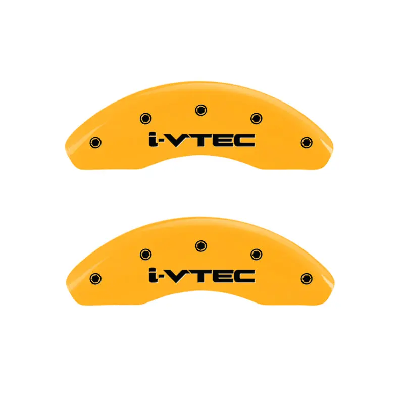 Mgp 4 Caliper Covers Engraved Front & Rear I-Vtec Yellow Finish Black Ch 1