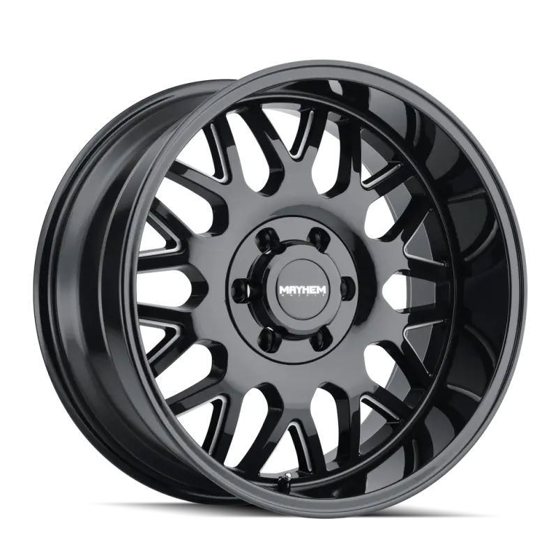 Mayhem Tripwire Forged Aluminum Wheel – 20X9 Inches, 6X135 Bolt Pattern, 18Mm Offset, 106Mm Hub Bore, Black With Machined Spoke Design 1