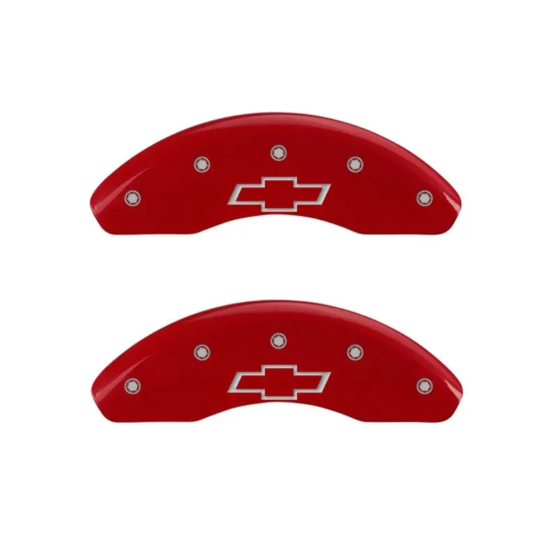 Mgp Engraved Caliper Covers – Front & Rear, Bowtie Red Finish On Silver Base 1